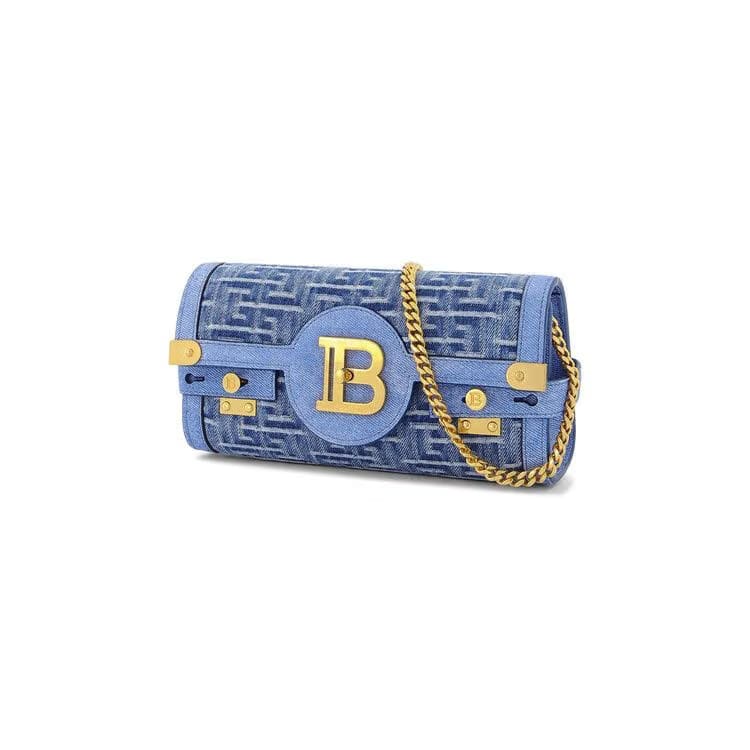 Balmain Monogram Bbuzz 23 Pochette Blue Denim
