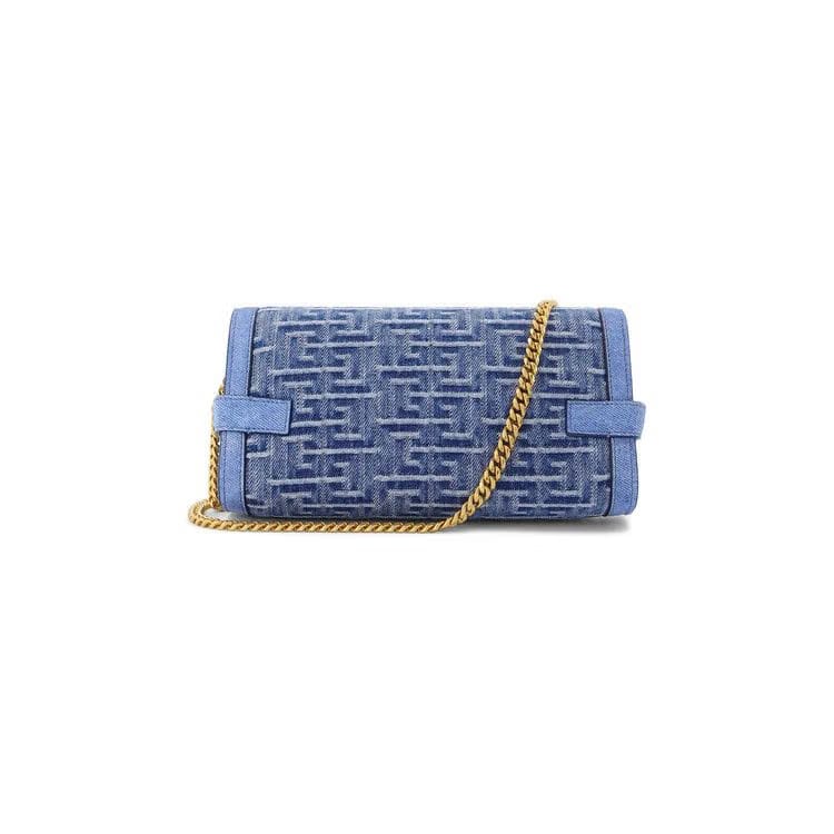 Balmain Monogram Bbuzz 23 Pochette Blue Denim