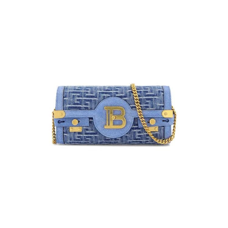 Balmain Monogram Bbuzz 23 Pochette Blue Denim