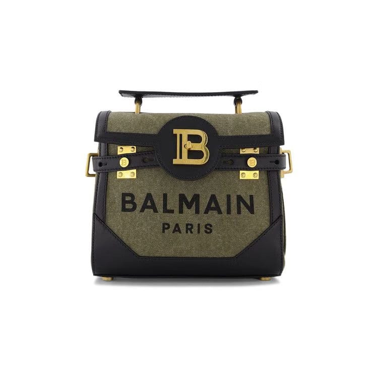 Balmain Bbuzz 23 Bag Khaki Canvas