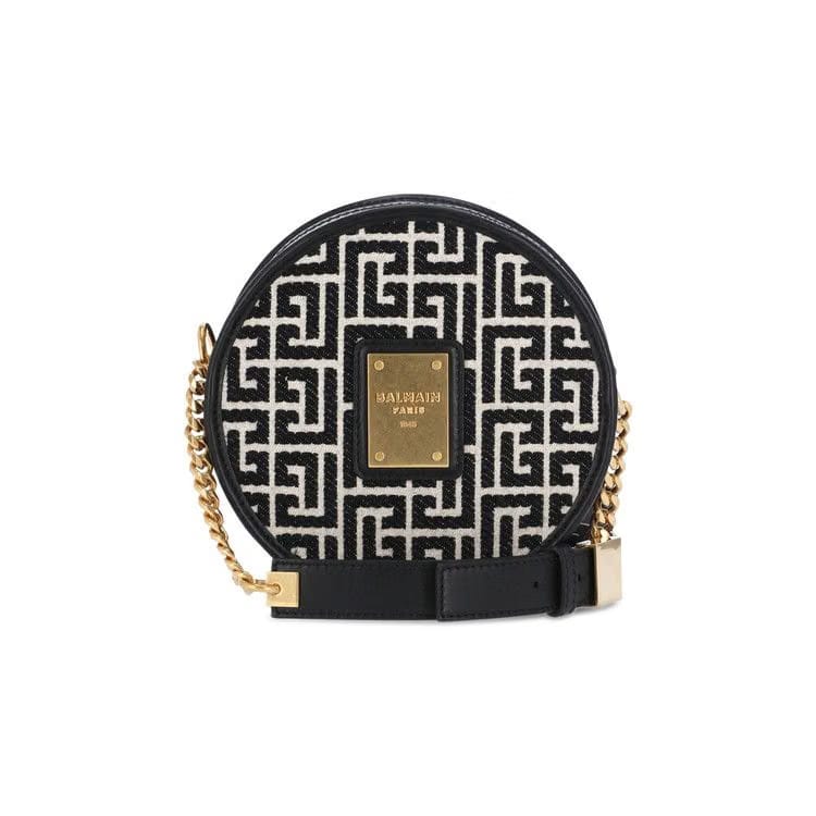Balmain 1945 Disco Bag Monogram Jacquard Canvas