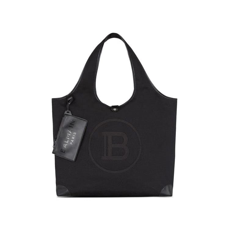Balmain Canvas And Leather Grocery Bag Black