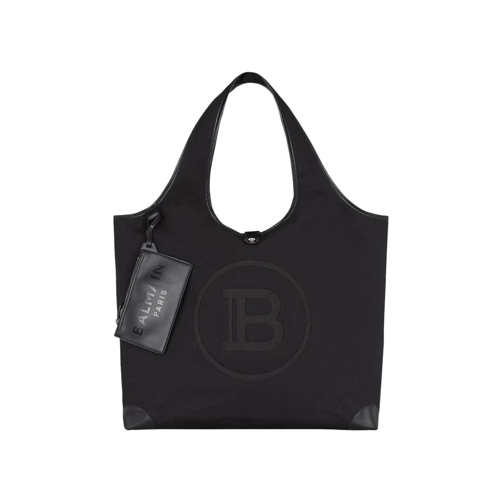 Balmain Canvas And Leather Grocery Bag Black