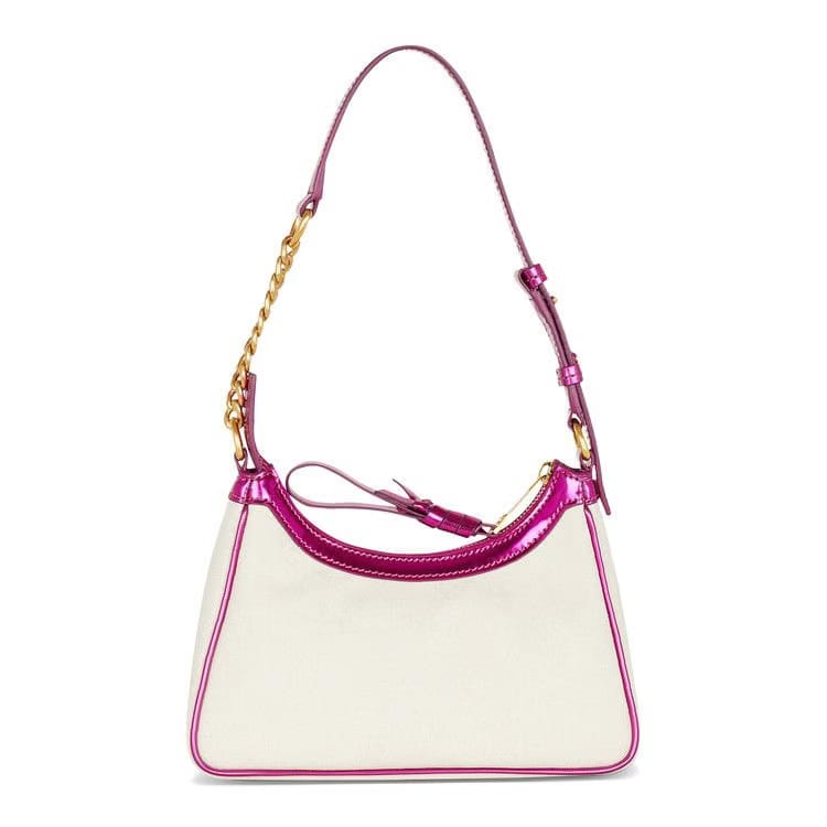 Balmain B-Army Canvas Shoulder Bag Ecru/Fuchsia