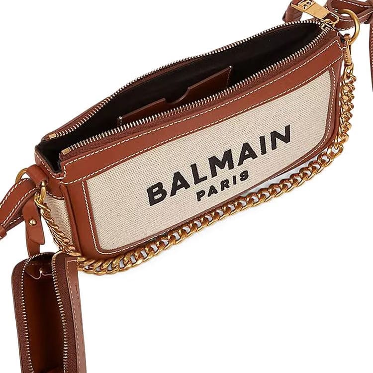 Balmain B-Army Clutch Bag Natural/Brown