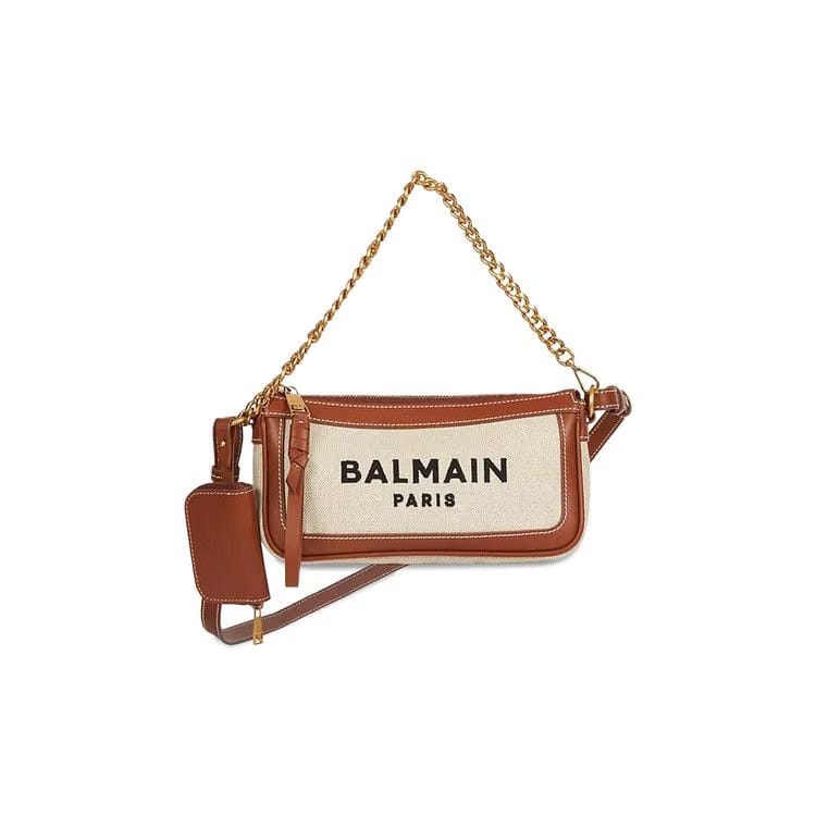 Balmain B-Army Clutch Bag Natural/Brown