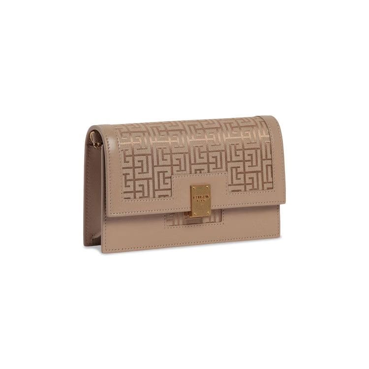 Balmain Mini 1945 Monogram Shoulder Bag Beige