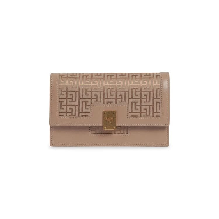 Balmain Mini 1945 Monogram Shoulder Bag Beige