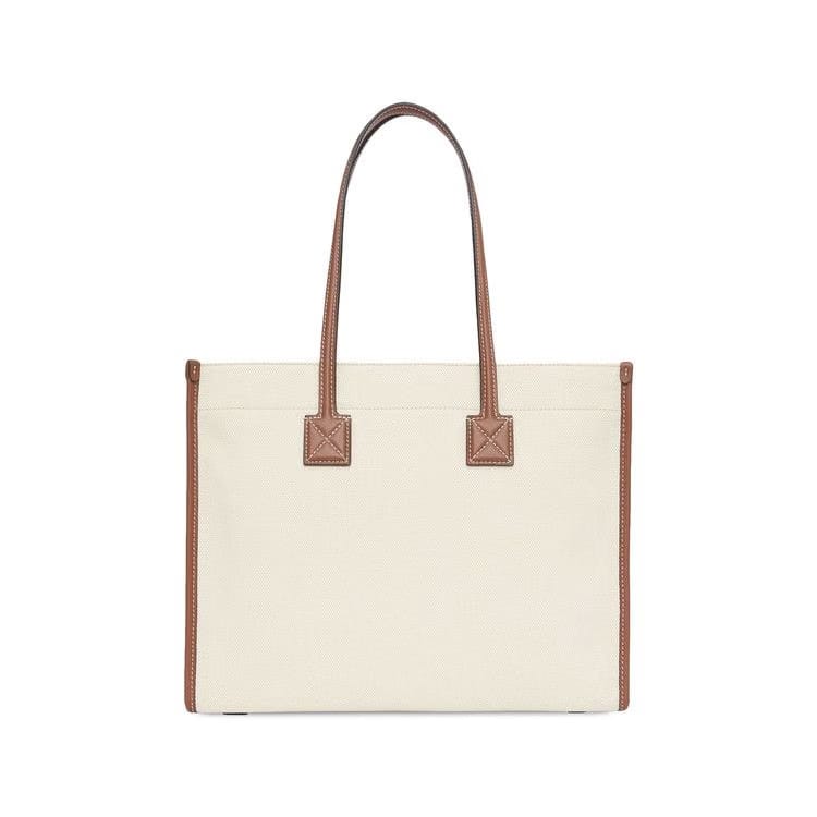Burberry Two Tone Canvas And Leather Small Freya Tote Natural/Tan