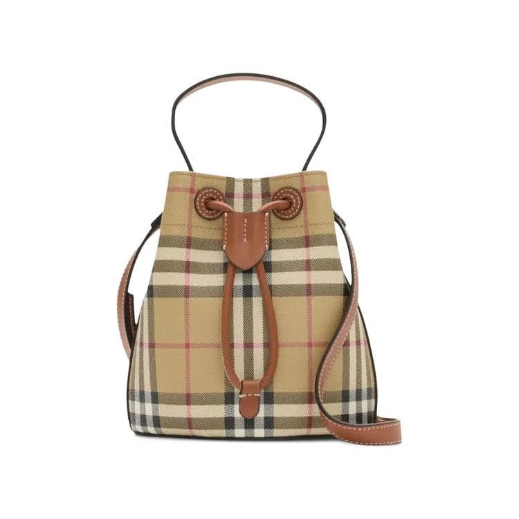 Burberry Mini Drawstring Bag Vintage Check/Briar Brown