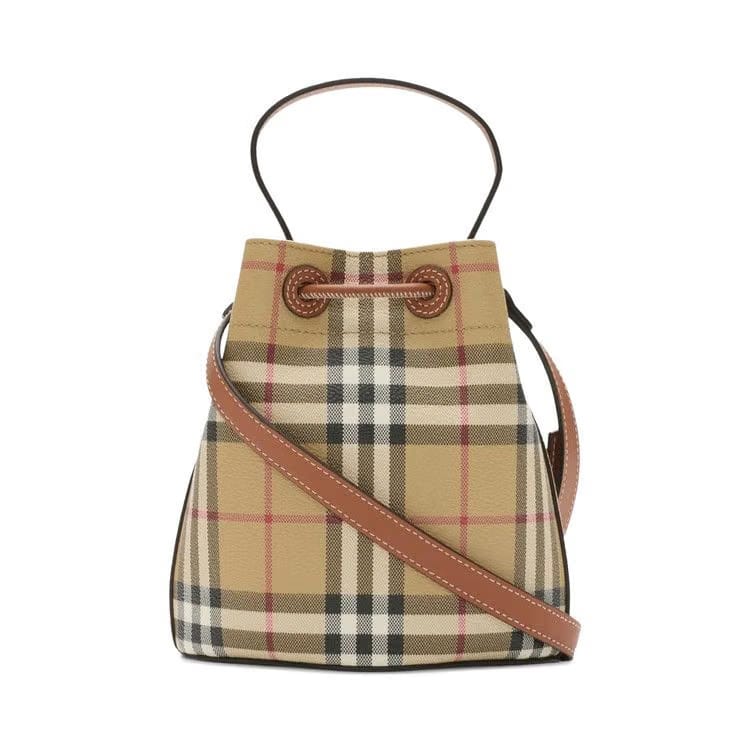 Burberry Mini Drawstring Bag Vintage Check/Briar Brown
