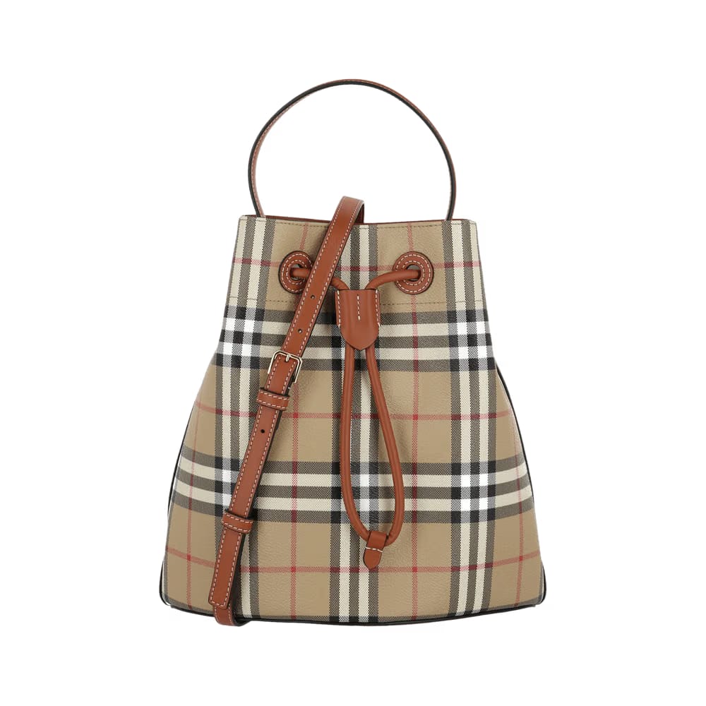Burberry Small TB Bucket Bag Vintage Check/Briar Brown