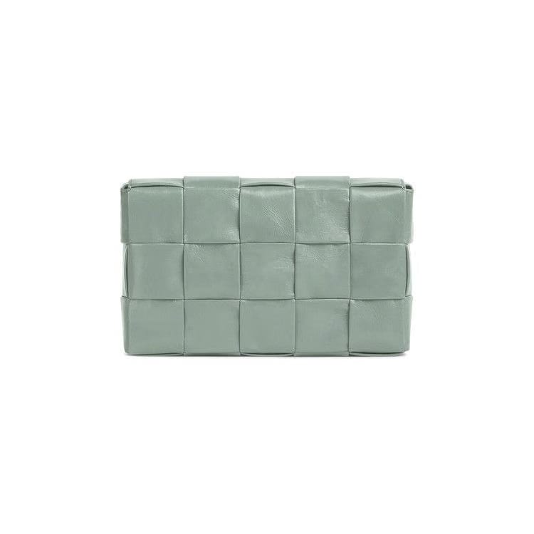 Bottega Veneta Intreccio Leather Cassette Bag New Sauge/Silver