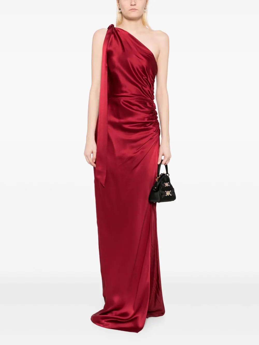 asymmetric silk maxi gown