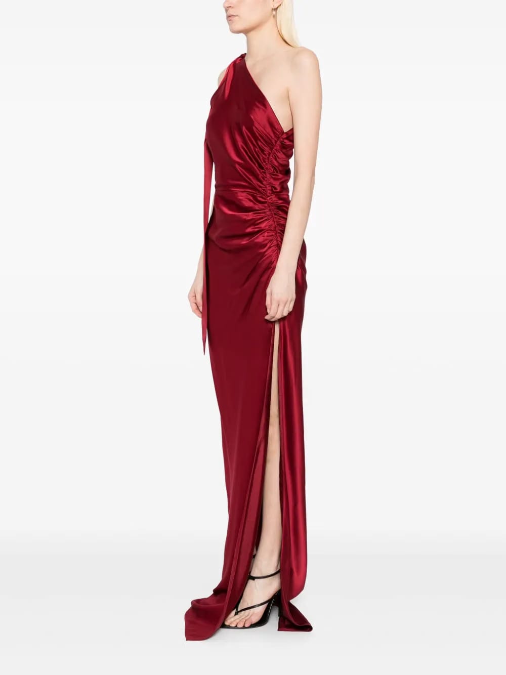 asymmetric silk maxi gown