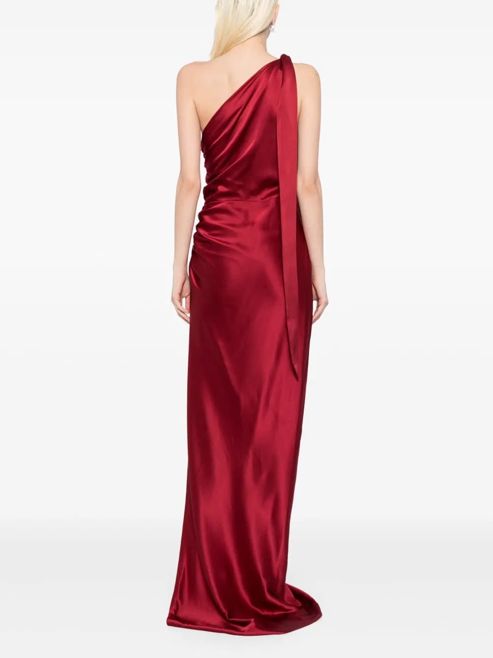 asymmetric silk maxi gown
