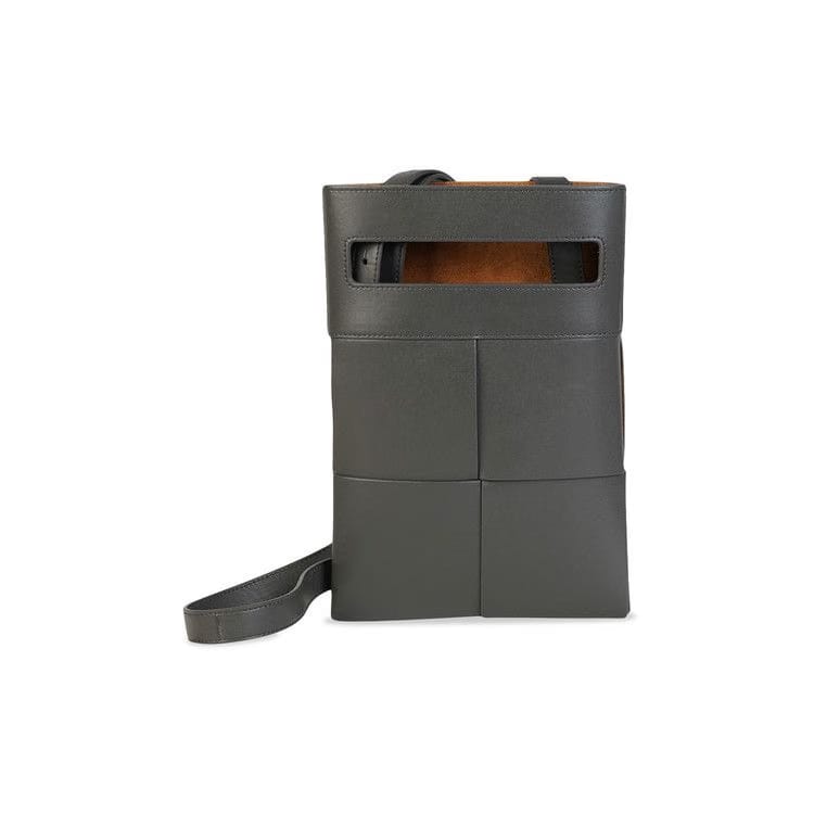 Bottega Veneta Intrecciato Woven Crossbody Bag Grey
