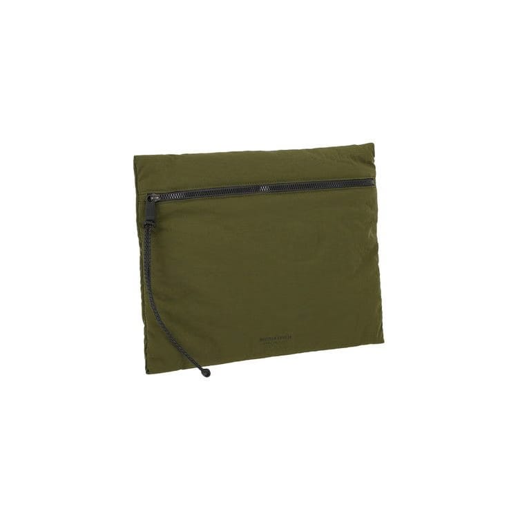 Bottega Veneta Paper Logo Pouch Bag Khaki/Black