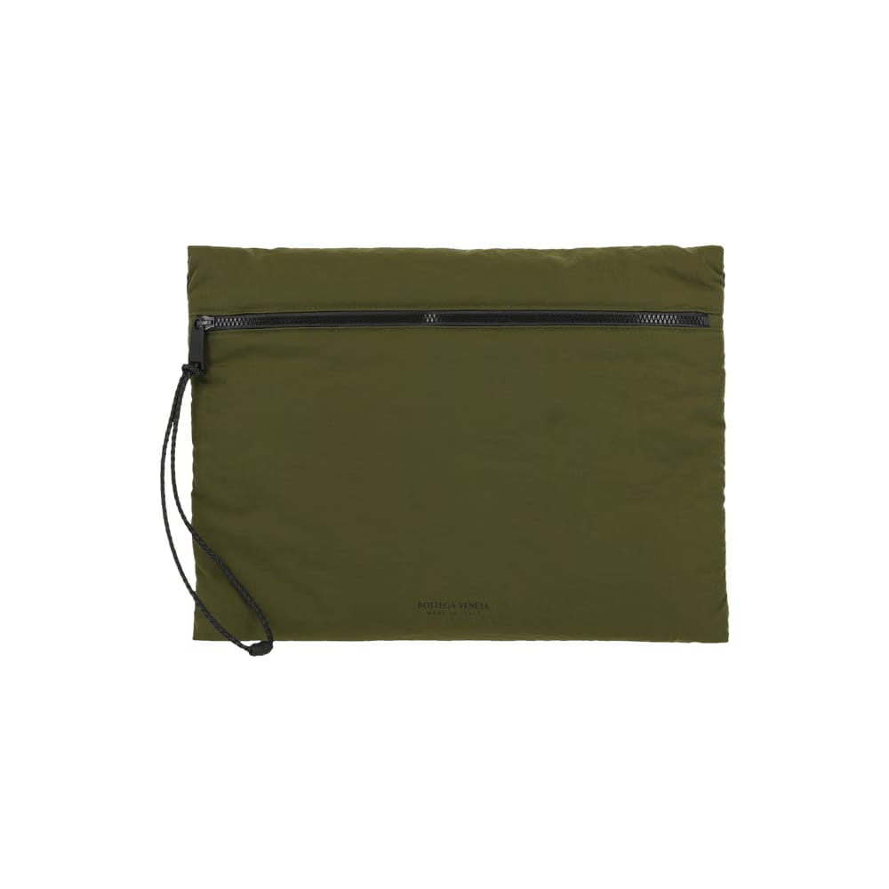Bottega Veneta Paper Logo Pouch Bag Khaki/Black