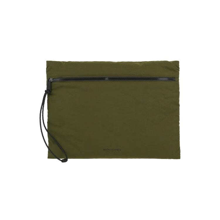 Bottega Veneta Paper Logo Pouch Bag Khaki/Black