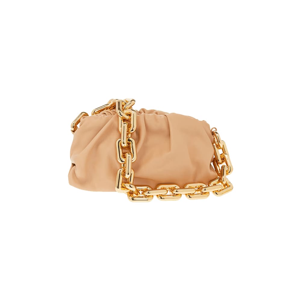Bottega Veneta Teen Chain Pouch Shoulder Bag Almond/Gold
