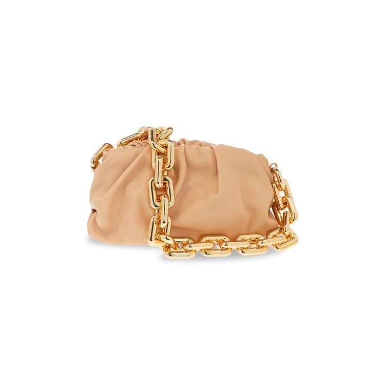 Bottega Veneta Teen Chain Pouch Shoulder Bag Almond/Gold