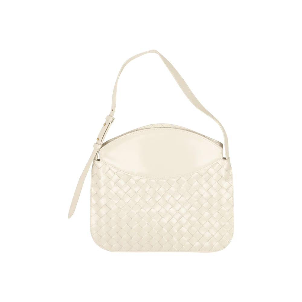 Bottega Veneta Leather Flap Shoulder Bag White