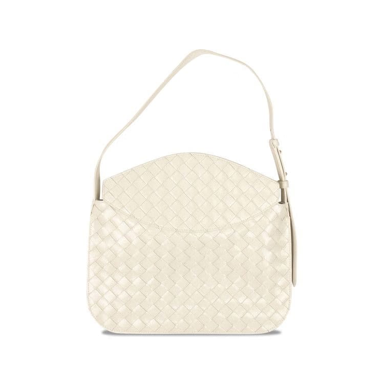 Bottega Veneta Leather Flap Shoulder Bag White