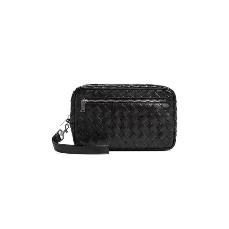 Bottega Veneta Intrecciato Wristlet Pouch Black/Silver
