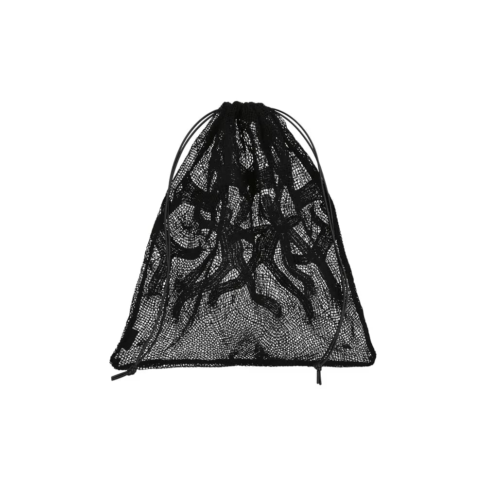 Bottega Veneta Mesh Drawstring Clutches Black/Gold