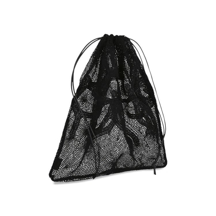 Bottega Veneta Mesh Drawstring Clutches Black/Gold