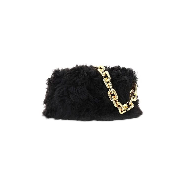Bottega Veneta Shearling Chain Bag Fondant/Gold