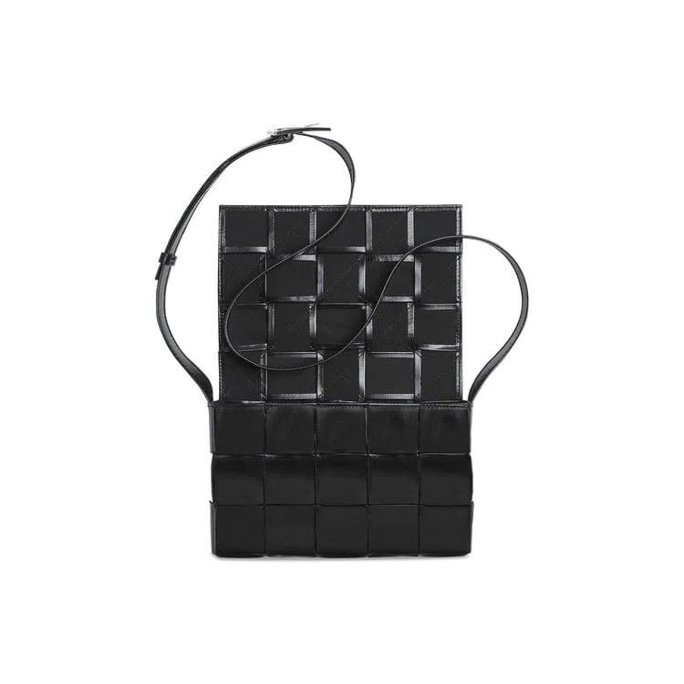 Bottega Veneta Intreccio Leather Cassette Bag Black/Silver