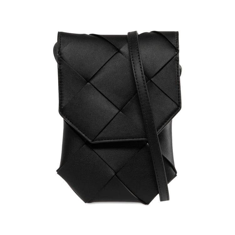 Bottega Veneta Diago Vertical Leather Phone Pouch Black
