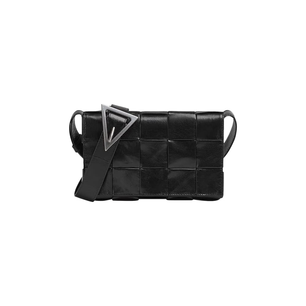 Bottega Veneta Paper Calf Mini Cassette Bag Black/Silver
