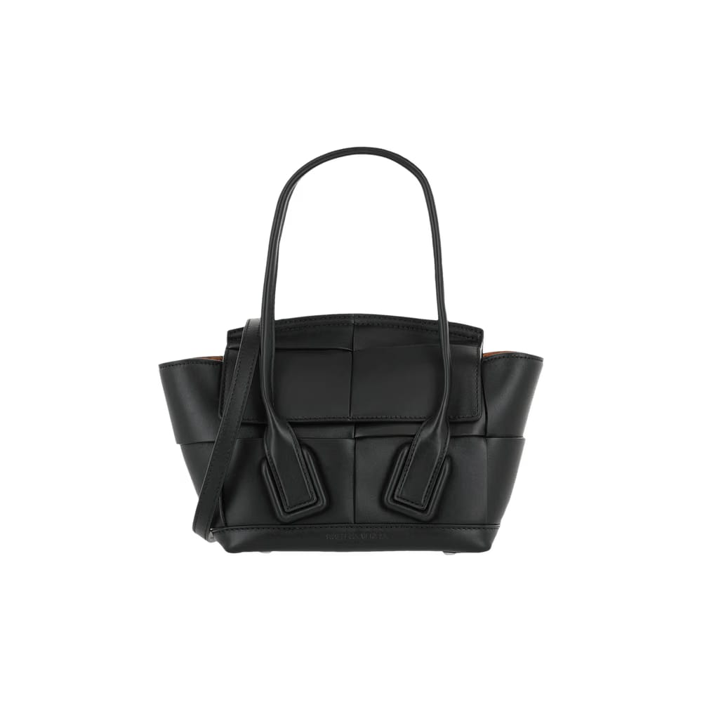 Bottega Veneta Arco 33 Mini Grainy Leather Top Handle Bag Black/Silver