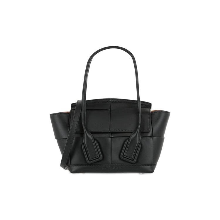 Bottega Veneta Arco 33 Mini Grainy Leather Top Handle Bag Black/Silver