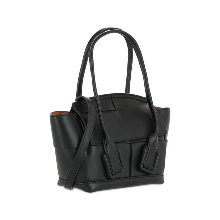 Bottega Veneta Arco 33 Mini Grainy Leather Top Handle Bag Black/Silver