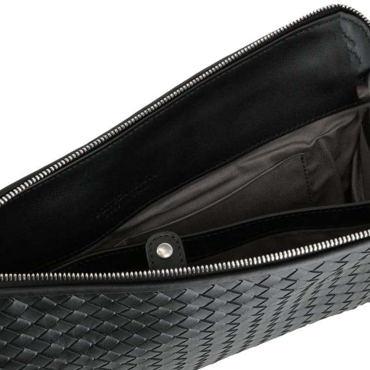 Bottega Veneta Intrecciato Document Pouch Black/Silver