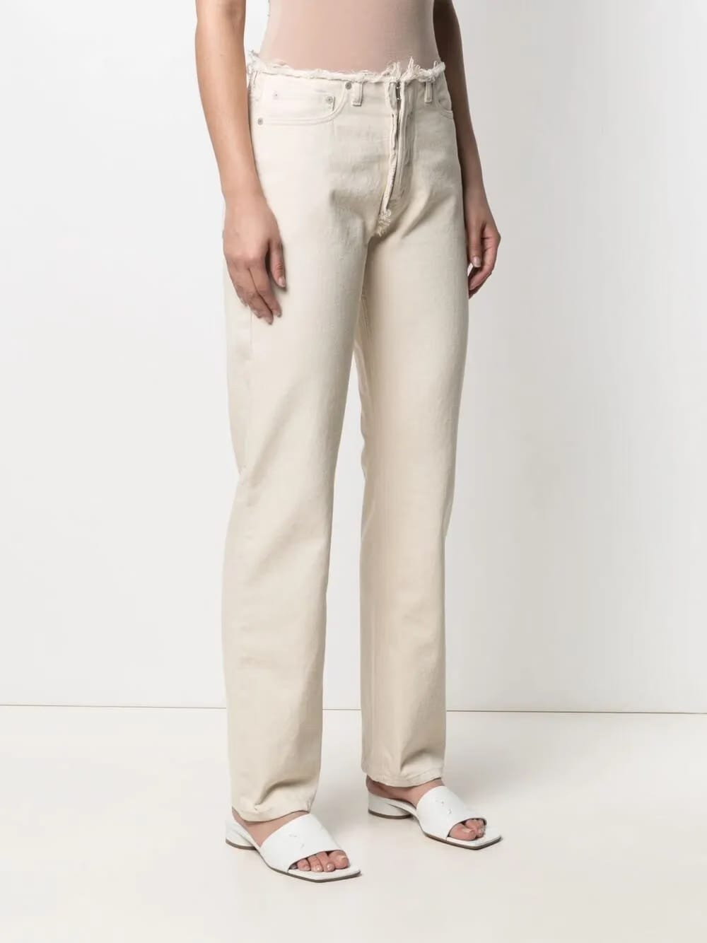 frayed straight-leg jeans