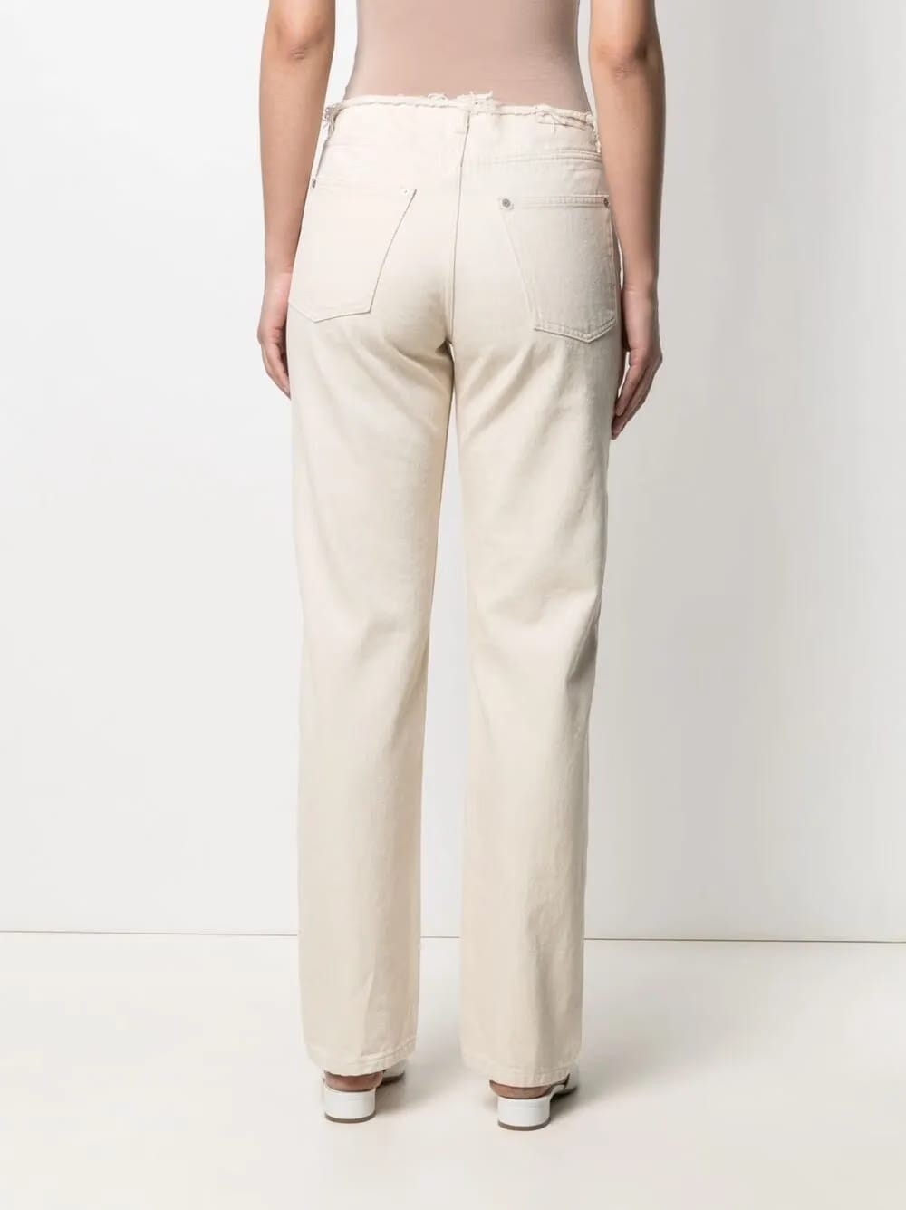 frayed straight-leg jeans