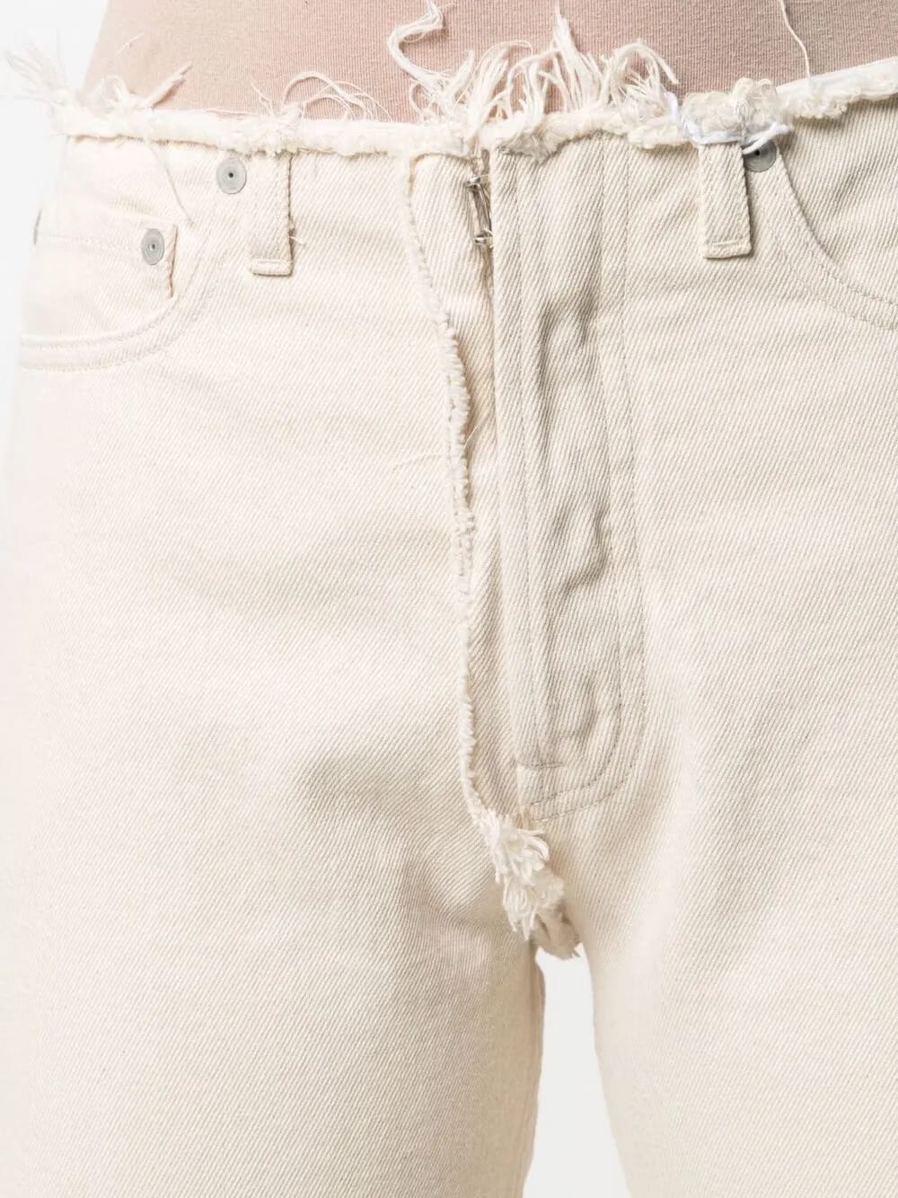 frayed straight-leg jeans