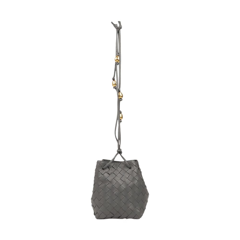 Bottega Veneta Leather Crossbody Bucket Bag Grey