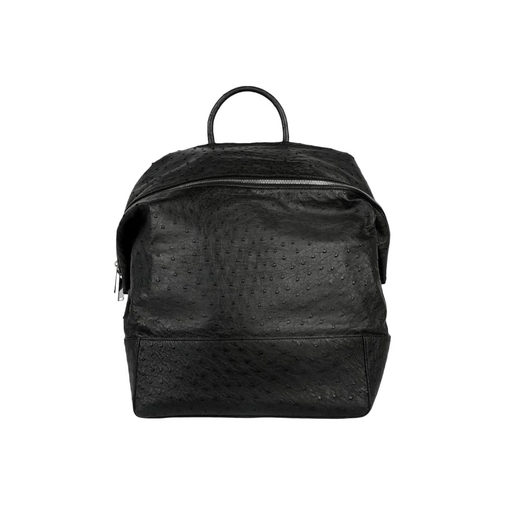 Bottega Veneta Ostrich Leather Outlet Backpack Black