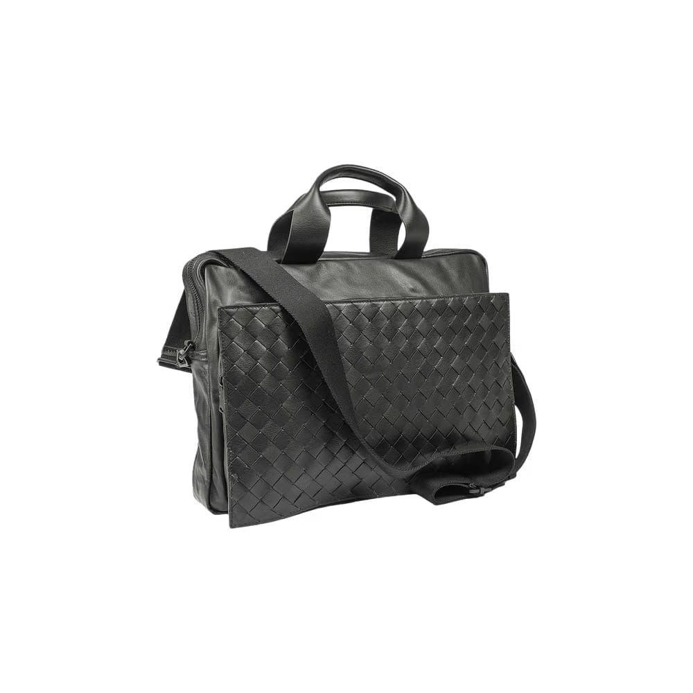 Bottega Veneta Intrecciato Ultra Light Leather Briefcase Black