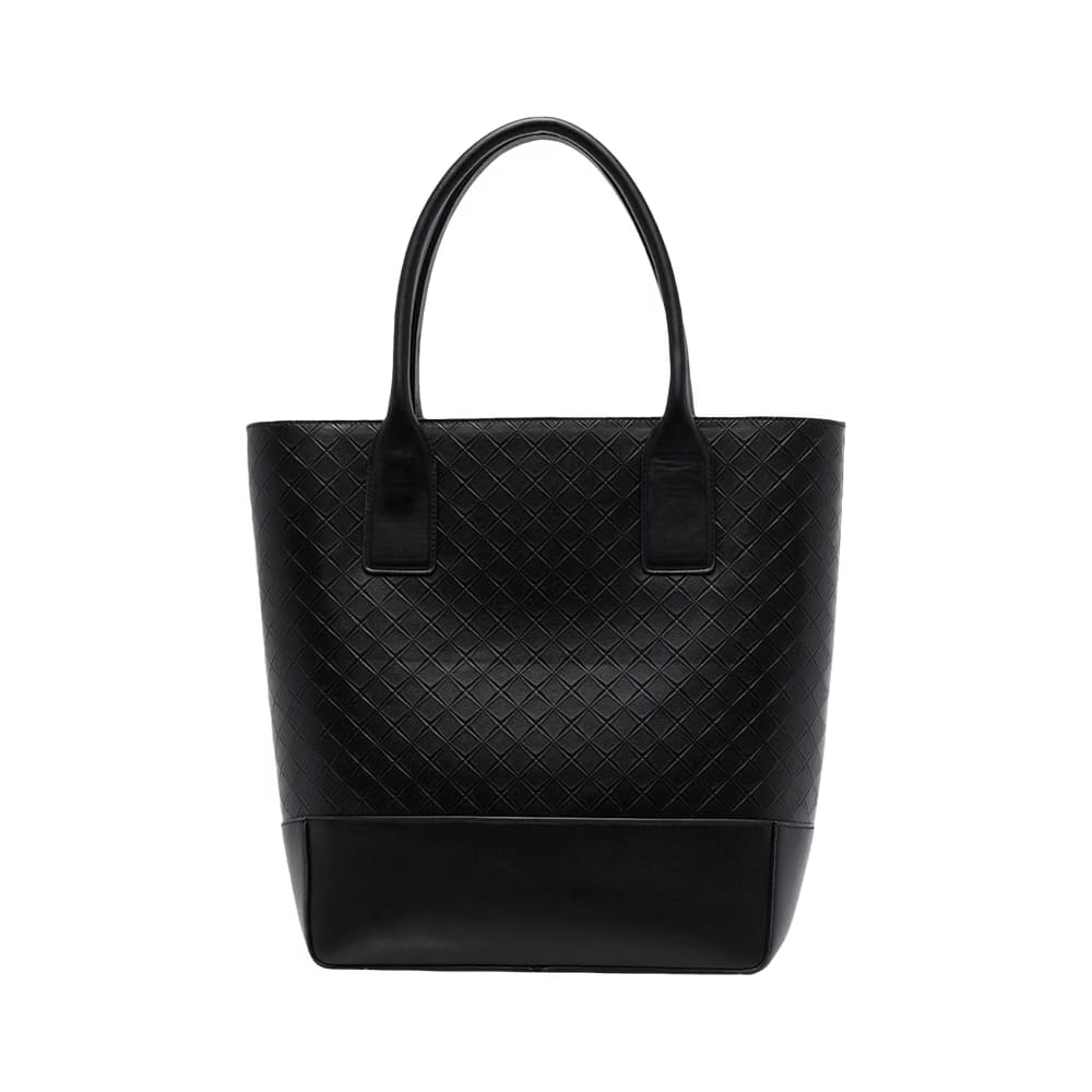 Bottega Veneta Intrecciato Embossed Leather Tote Bag Black