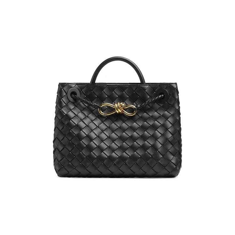 Bottega Veneta Lambskin Andiamo Small Hand Bag Black