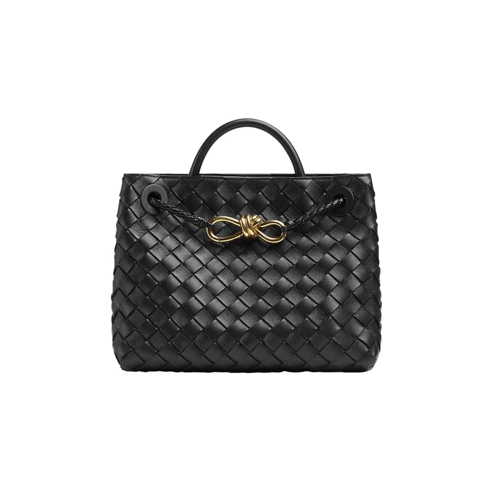 Bottega Veneta Lambskin Andiamo Small Hand Bag Black