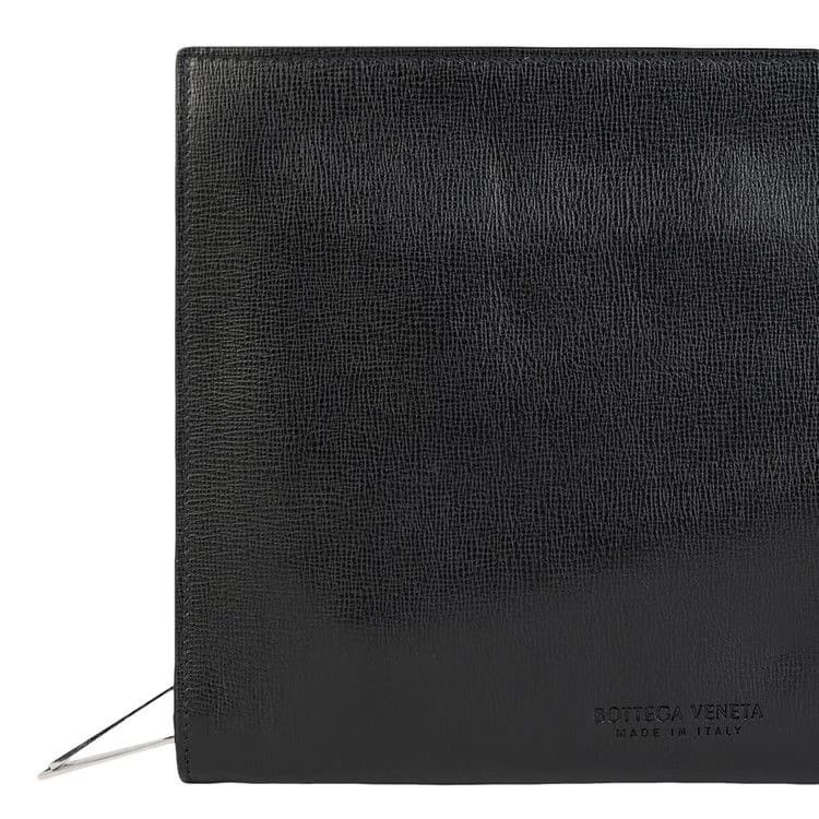 Bottega Veneta Leather Embossed Pouch Black/Silver