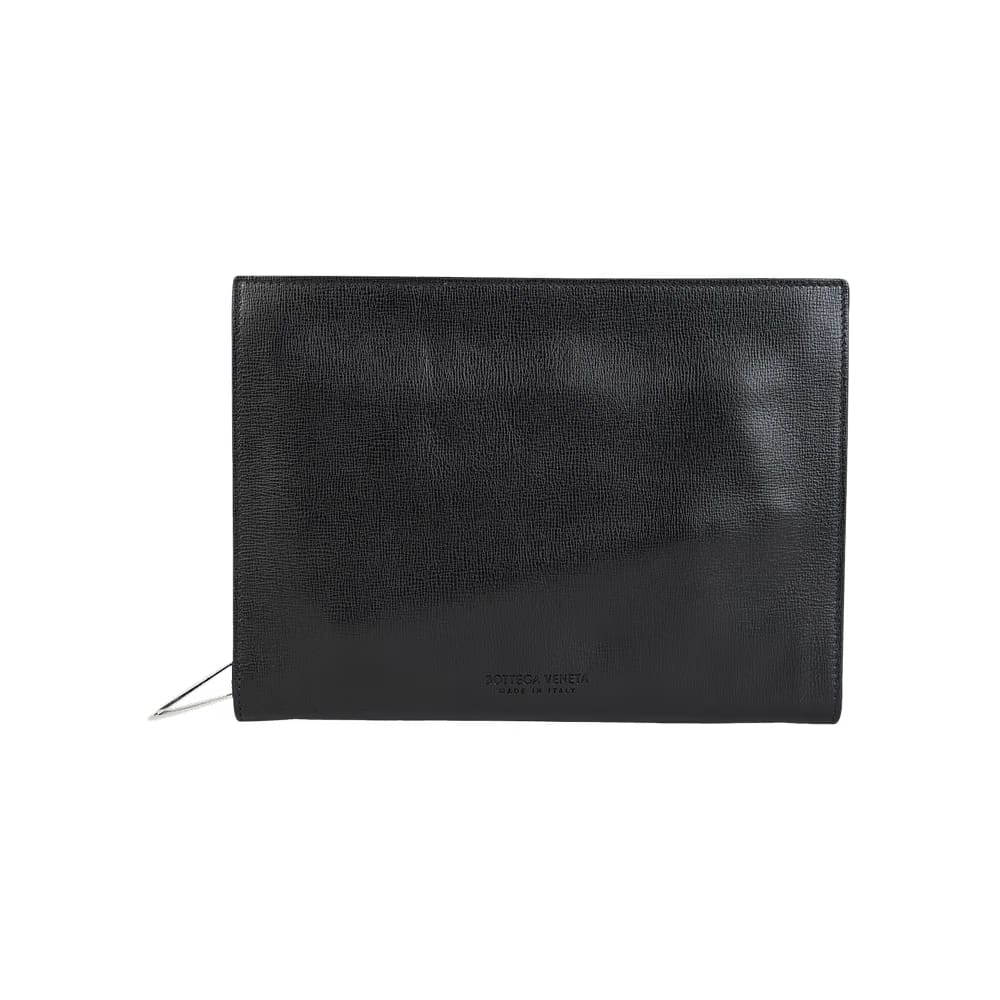 Bottega Veneta Leather Embossed Pouch Black/Silver